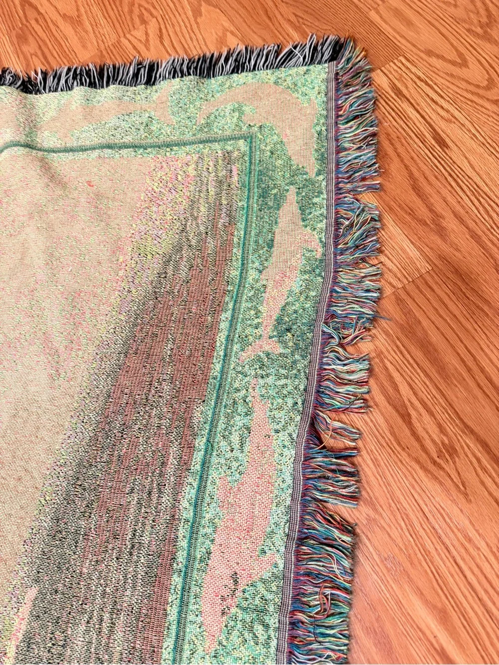 Vintage tapestry Dolphin Coastal Throw Blanket - Teal & Blue 54x48